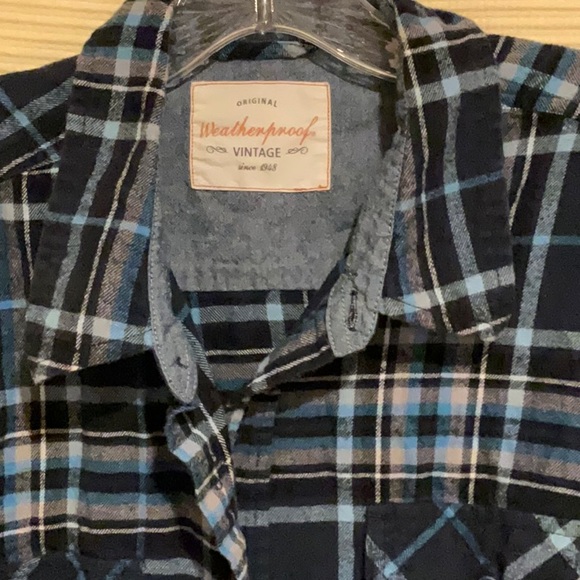 Weatherproof Blue Black Plaid L/S Button Down Shirt - Picture 2 of 7